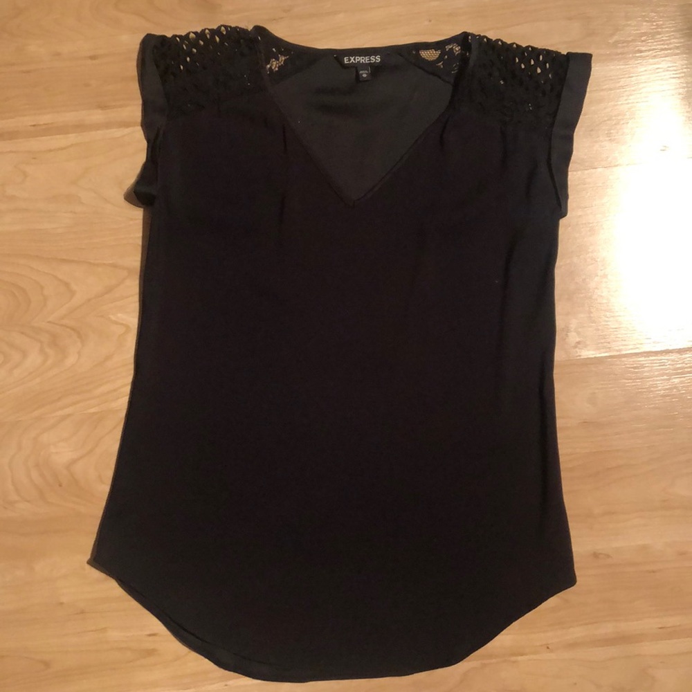 Black express top with laces shoulders